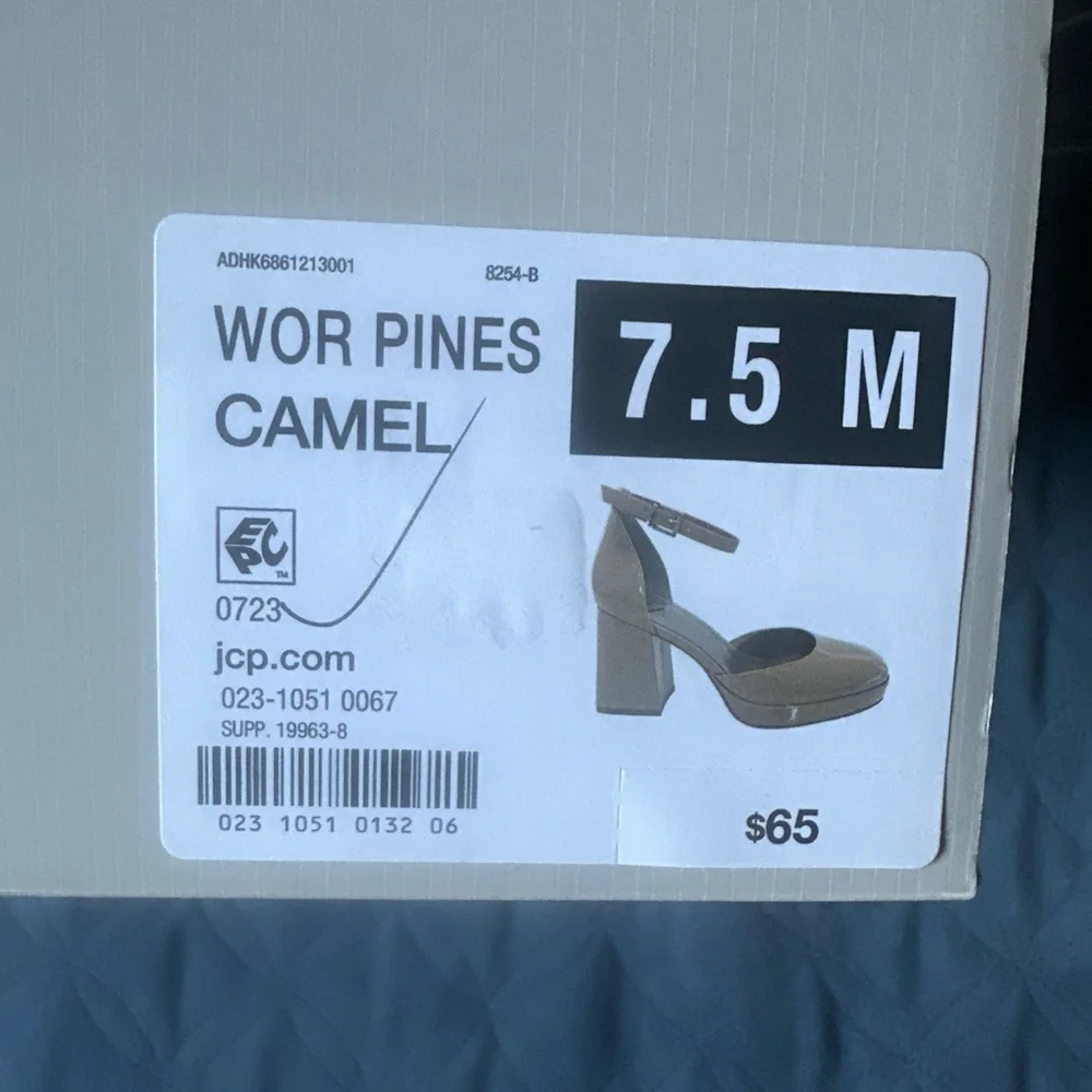 Worthington Nude Patent Platform Block Heel Pumps